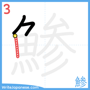 How to write "鯵" - stroke 3