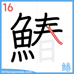 How to write "鰆" - stroke 16