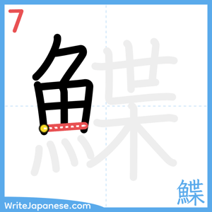 How to write "鰈" - stroke 7