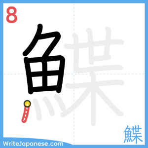 How to write "鰈" - stroke 8