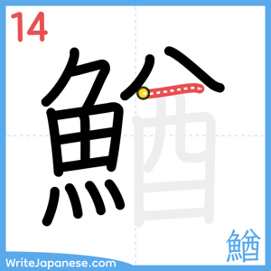 How to write "鰌" - stroke 14