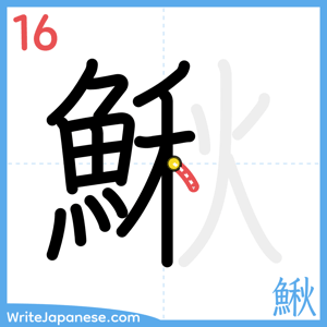 How to write "鰍" - stroke 16