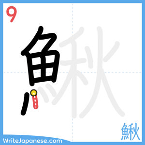 How to write "鰍" - stroke 9