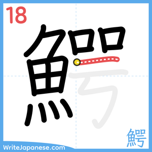 How to write "鰐" - stroke 18