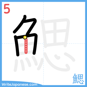 How to write "鰓" - stroke 5