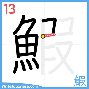 How to write "鰕" - stroke 13