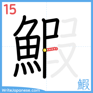 How to write "鰕" - stroke 15