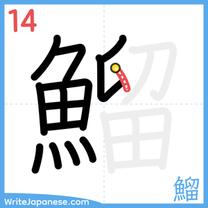 How to write "鰡" - stroke 14