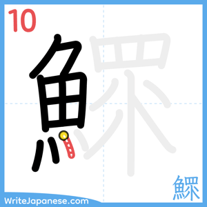 How to write "鰥" - stroke 10