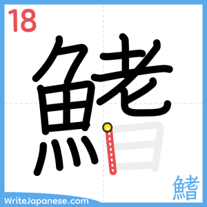 How to write "鰭" - stroke 18