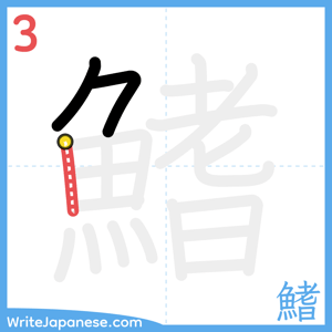 How to write "鰭" - stroke 3