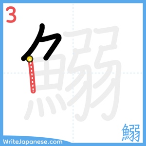 How to write "鰯" - stroke 3