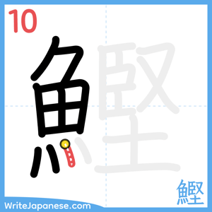How to write "鰹" - stroke 10