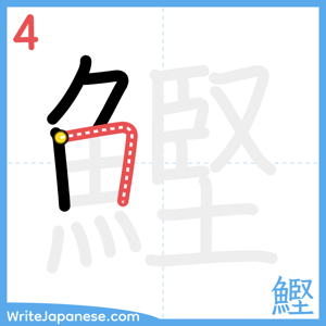 How to write "鰹" - stroke 4