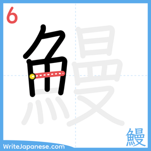 How to write "鰻" - stroke 6