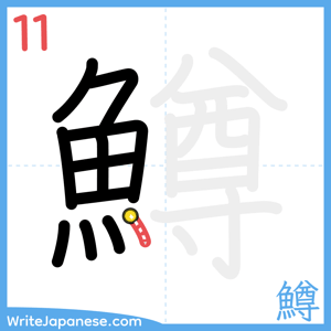How to write "鱒" - stroke 11