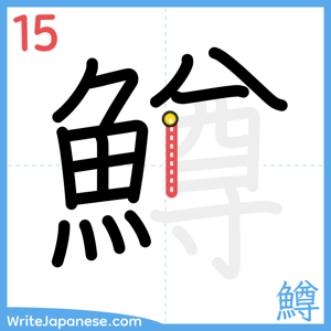 How to write "鱒" - stroke 15