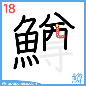 How to write "鱒" - stroke 18