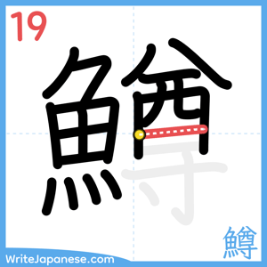 How to write "鱒" - stroke 19