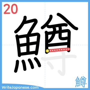 How to write "鱒" - stroke 20
