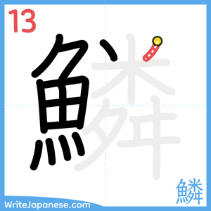 How to write "鱗" - stroke 13