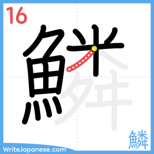 How to write "鱗" - stroke 16