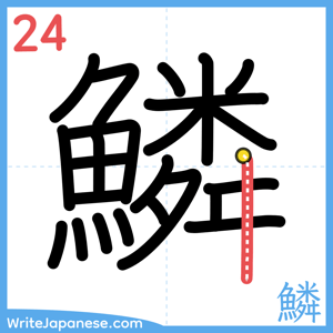 How to write "鱗" - stroke 24
