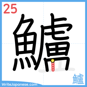 How to write "鱸" - stroke 25