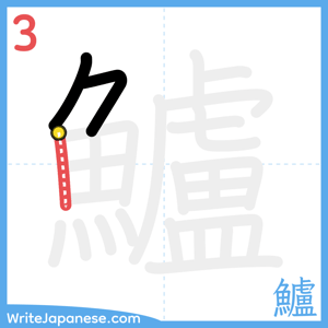 How to write "鱸" - stroke 3