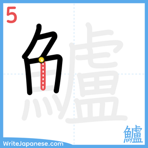 How to write "鱸" - stroke 5