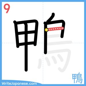 How to write "鴨" - stroke 9