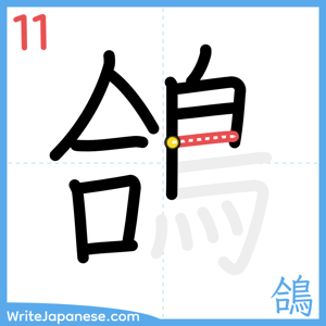How to write "鴿" - stroke 11