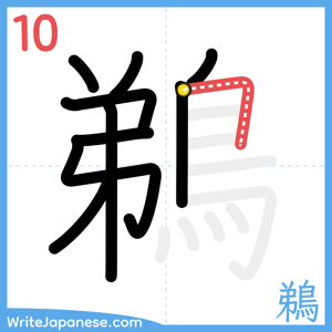 How to write "鵜" - stroke 10