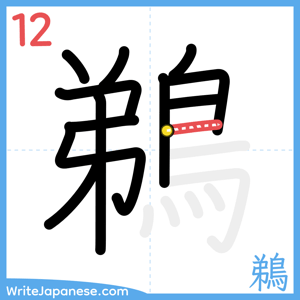 How to write "鵜" - stroke 12