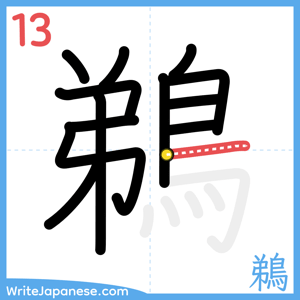 How to write "鵜" - stroke 13