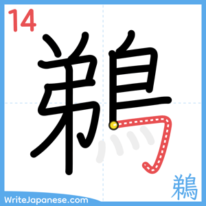 How to write "鵜" - stroke 14