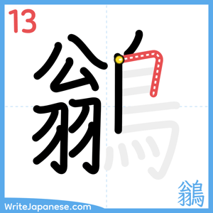How to write "鶲" - stroke 13