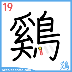 How to write "鷄" - stroke 19