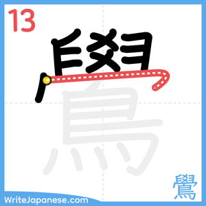 How to write "鷽" - stroke 13