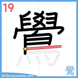 How to write "鷽" - stroke 19