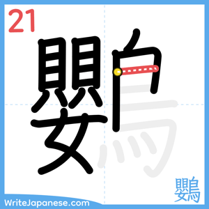 How to write "鸚" - stroke 21