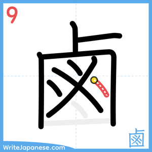 How to write "鹵" - stroke 9