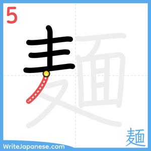 How to write "麺" - stroke 5