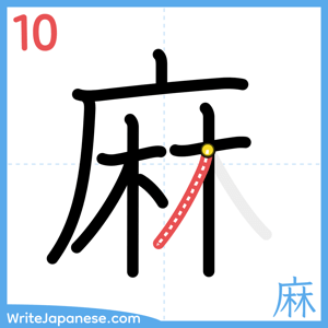 How to write "麻" - stroke 10