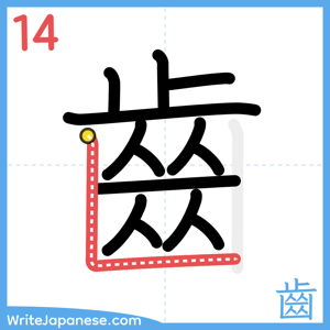 How to write "齒" - stroke 14