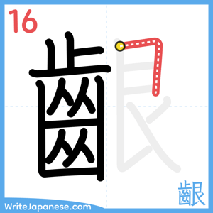 How to write "齦" - stroke 16
