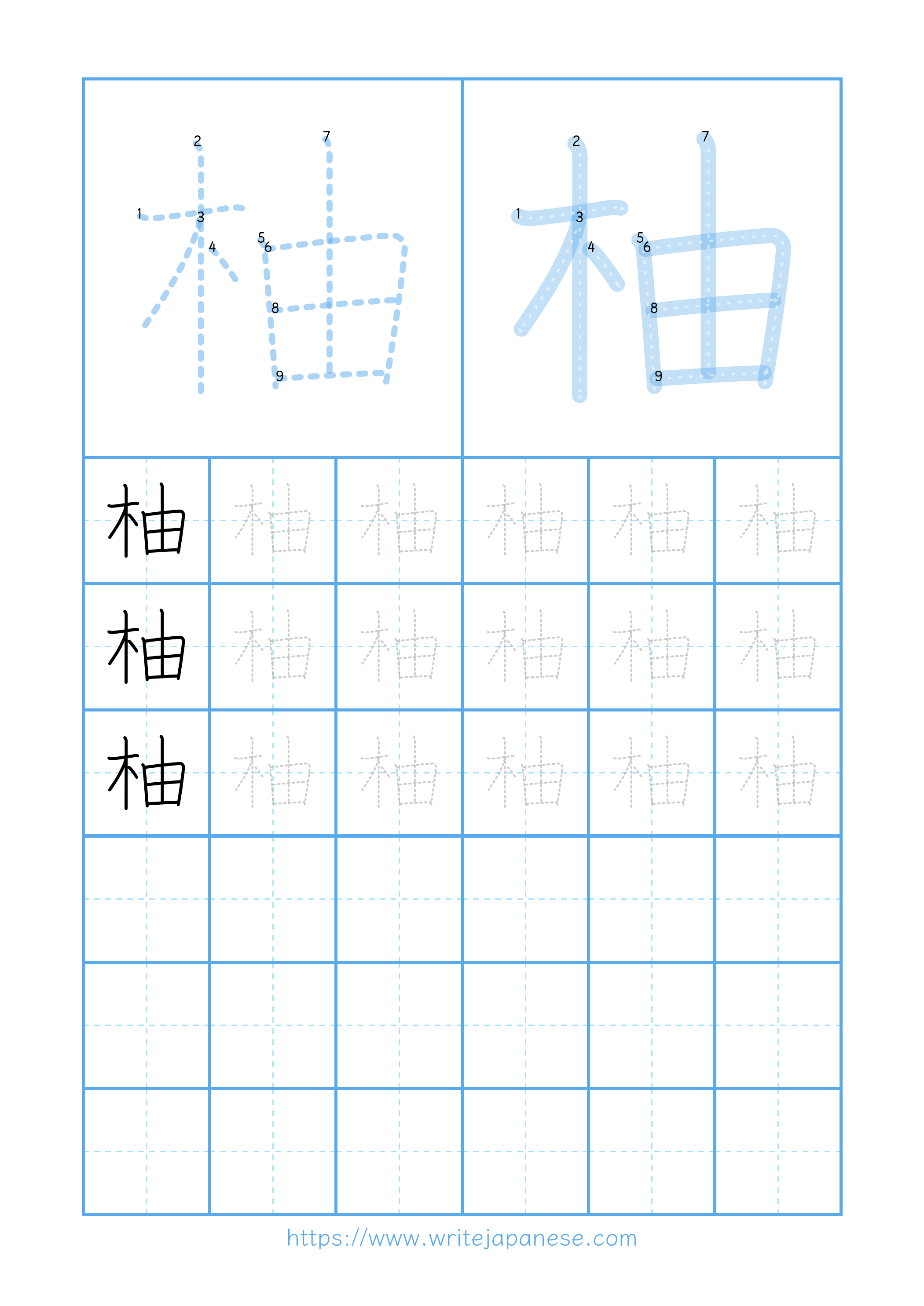 Modern horizontal worksheet for 柚
