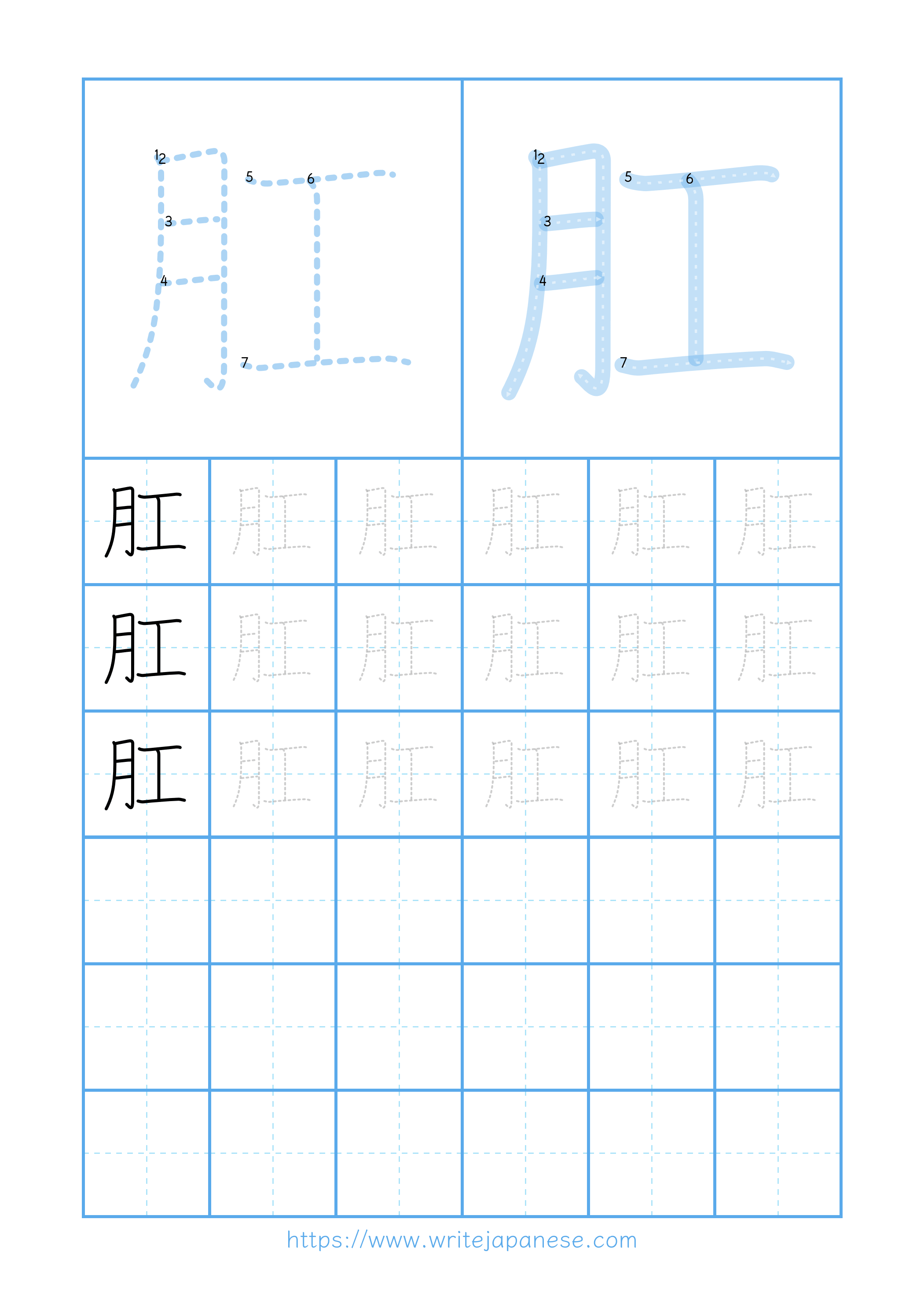 Modern horizontal worksheet for 肛