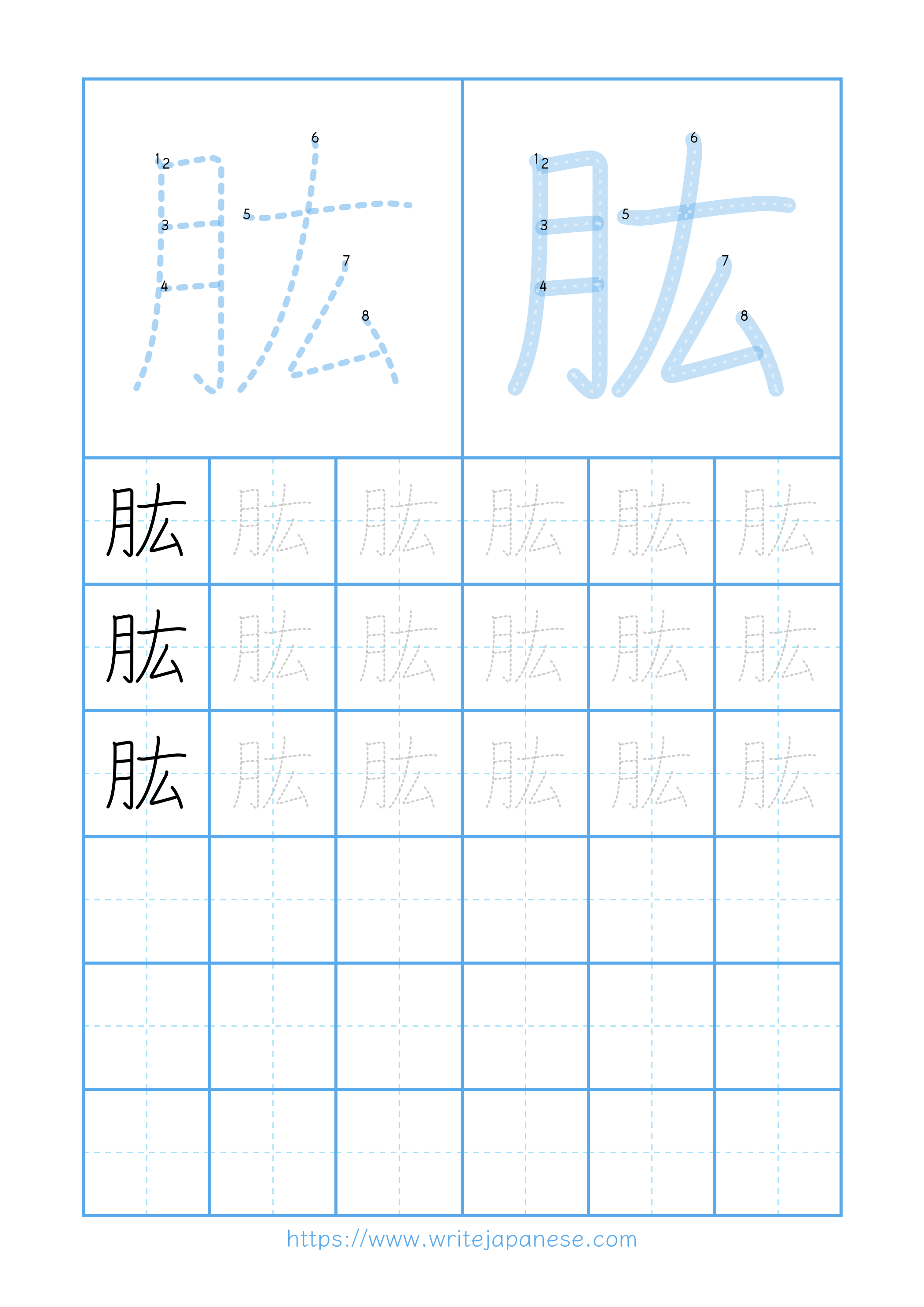 Modern horizontal worksheet for 肱