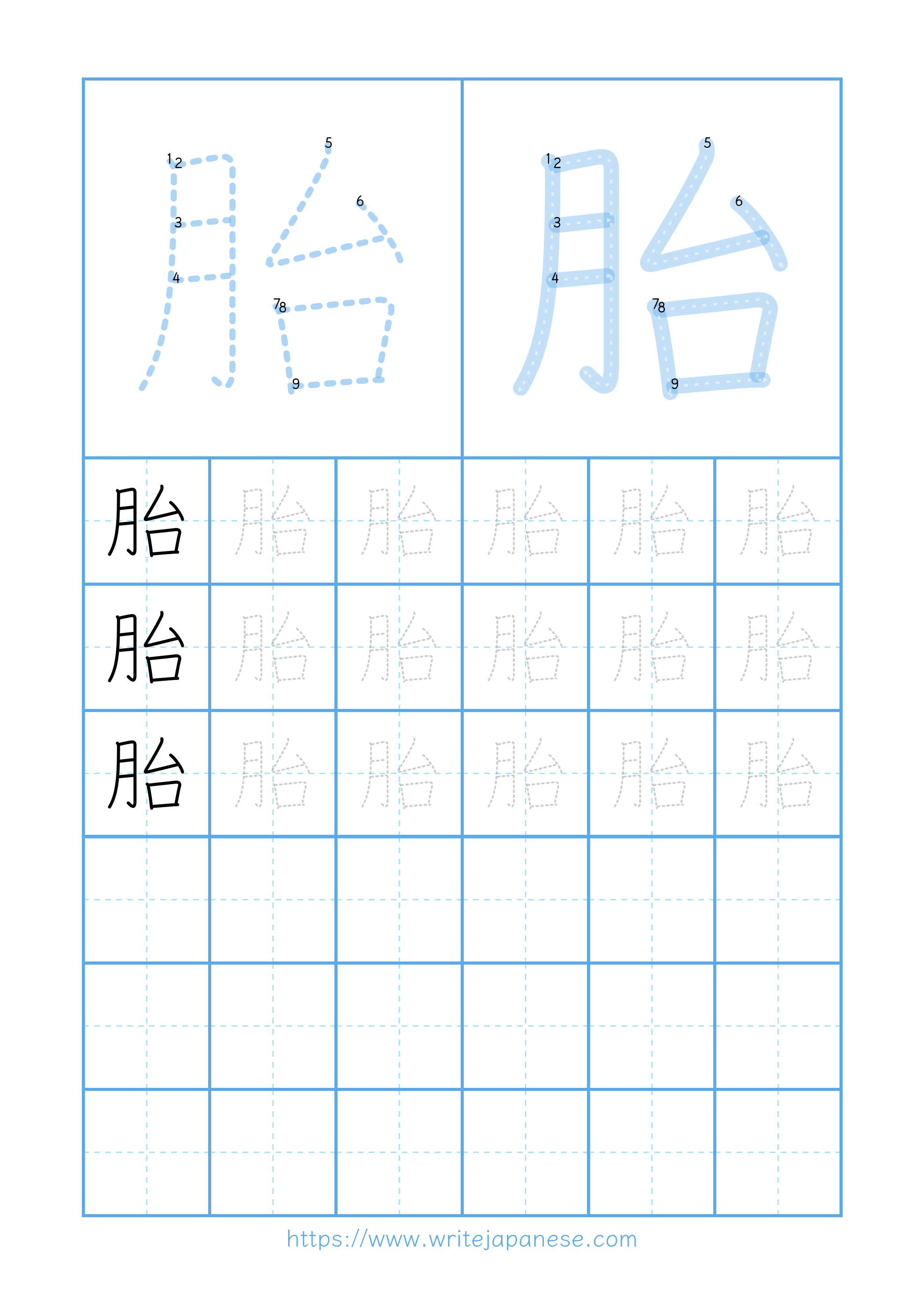 Modern horizontal worksheet for 胎